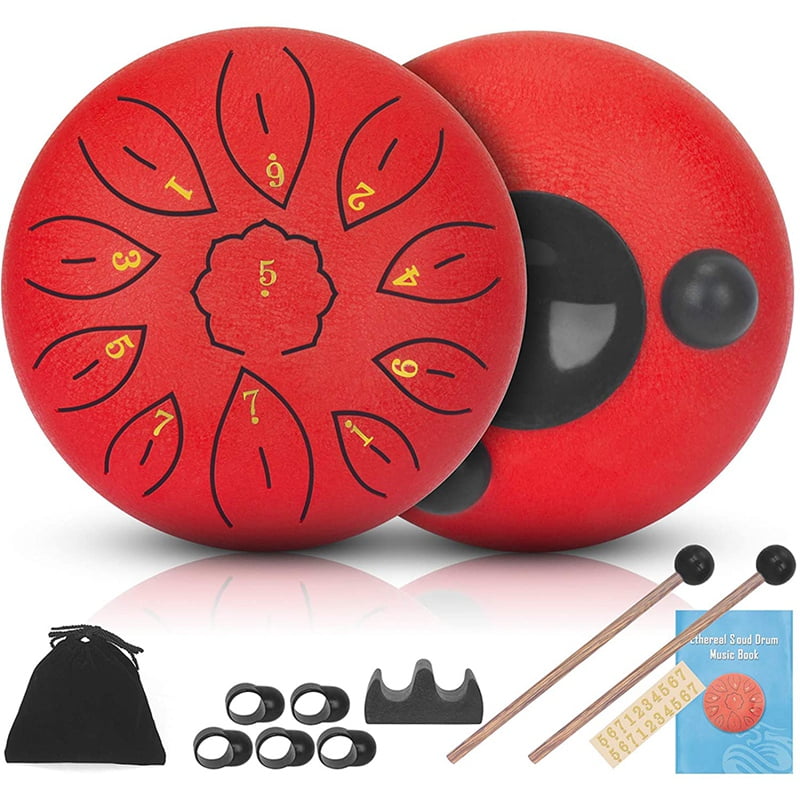 Steel Tongue Drums 11 Notes 6 Inch Musical Drum, Metal Hand Drum
