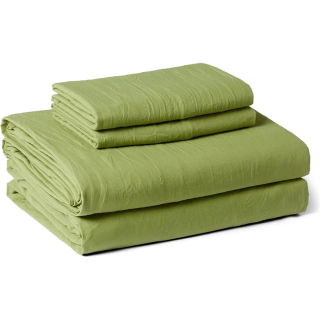 Ensemble de Draps en Microfibre Brossée, Ultra Doux avec Texture Naturelle, 4 Pcs, Grand Lit, Vert