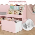 thumbnail image 7 of Homfa Pink Kids Bookshelf with Reading Nook, 6 Shelf Bookcase with 1 Wood Toy Bin on Wheels with 3 Tier Book Rack for Children Kidsroom, 7 of 7