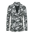 thumbnail image 5 of Unique Bargains Men's Leopard Animal Print Notched Lapel Slim Fit Blazer 2XL Black White, 5 of 6