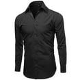 thumbnail image 2 of Alberto Cardinali Men's Tailored Fit Long Sleeve Wrinkle Resistant Dress Shirt (Black,XL (17-17½) sleeve: 32/33), 2 of 3