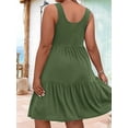 thumbnail image 4 of Women Oversized Cold Shoulder Soild Sleeveless Sundresses Ruffle Hem Tiered Short Dresses Green 4XL, 4 of 6