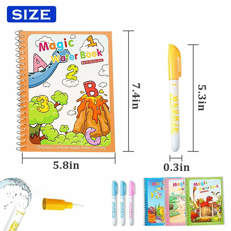 4pcs Water Painting Book for Kids, Magic Painting Books Travel Activities  Toy Kids Drawing Book Kids Drawing Book Boys Girls Present