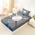 thumbnail image 4 of Erosebridal Kids Cartoon Baseball Twin Sheet Sets, Sports Gaming Bedding, Dimgray Blue, 3pcs, 4 of 5