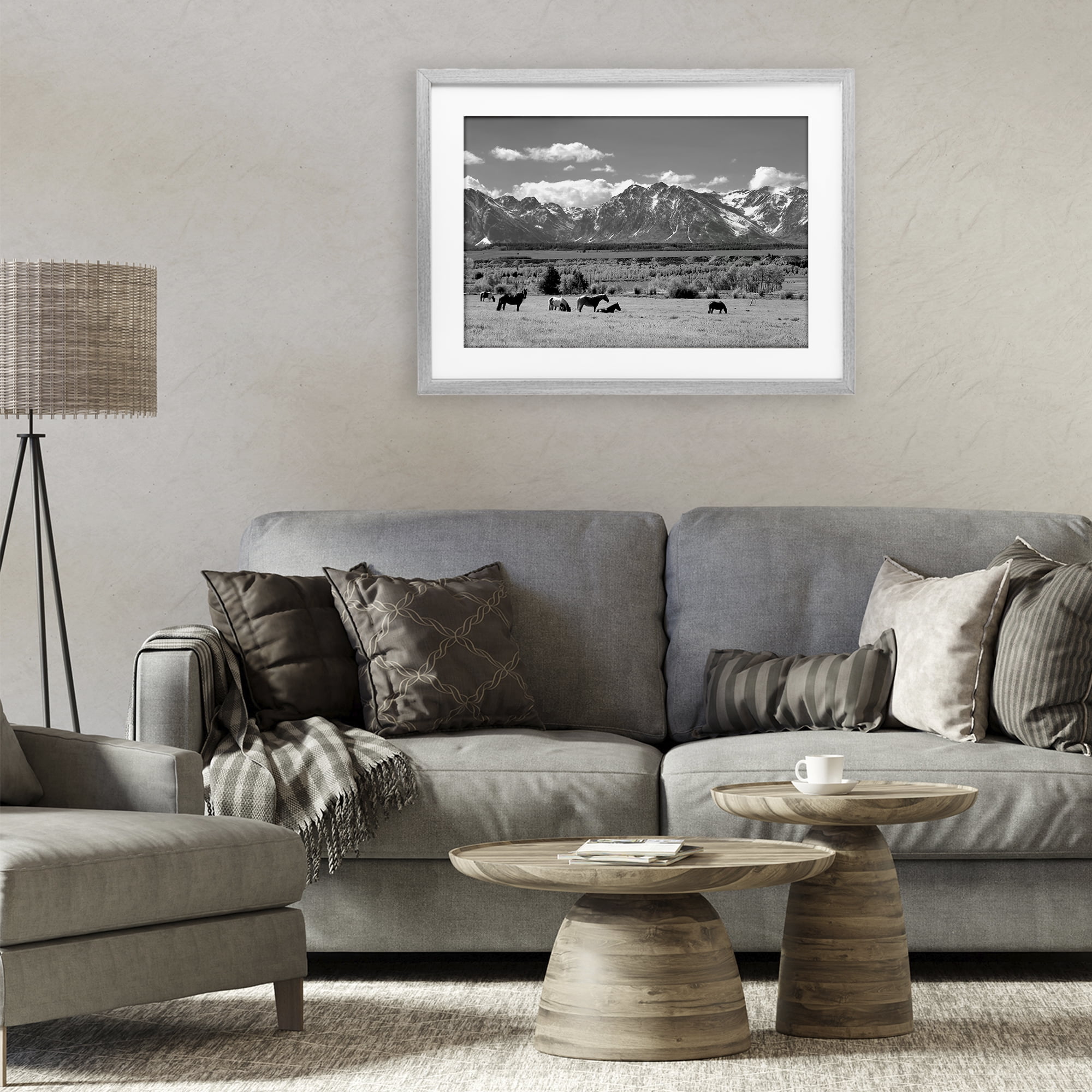 Stupell Industries Wyoming Ranch Horses Grazing Gray Framed Print Under Glass, design by Steve Toole