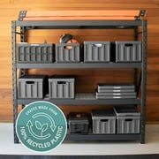 CleverMade Collapsible Storage Bin 62L Stackable With Lid, Stone 3 Pack