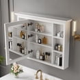 thumbnail image 6 of ANGELES HOME 40" x 30" Wall Mount Medicine Cabinet with Double-Side Mirrors,  Bathroom Mirrored Cabinet Storage Organizer with 1 Soft-Close Door and 6 Solid Wood Shelves, White, 6 of 9