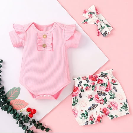 

Hunpta Baby Girl Clothes Outfits Cotton Solid Color Top Casual 3PC Set