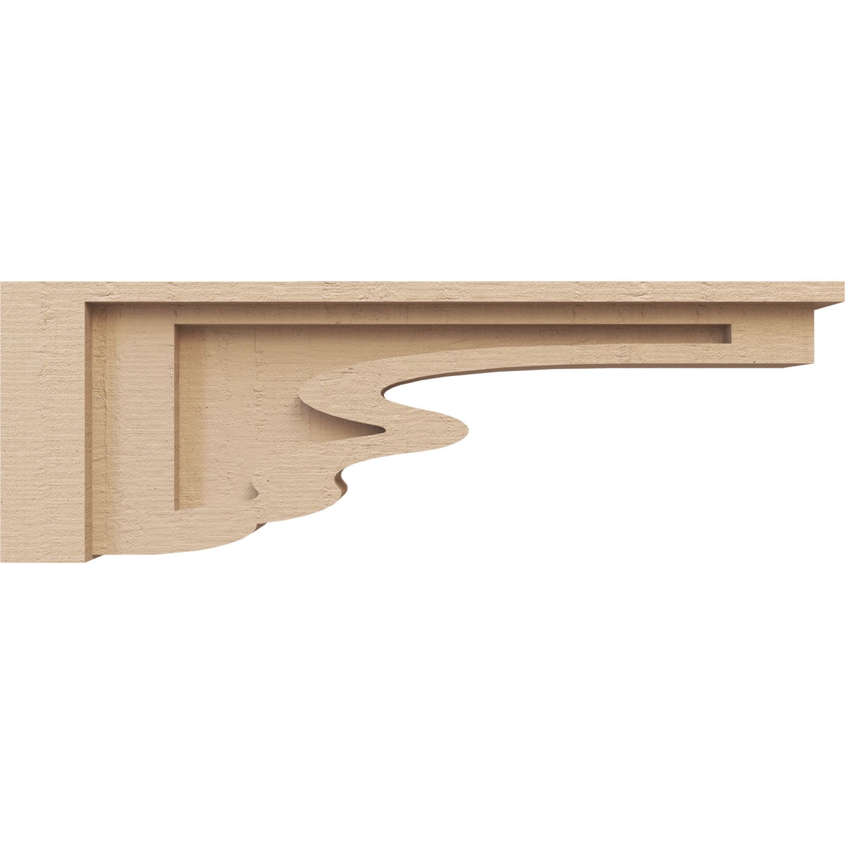 3"W x 18"D x 6"H Thin Highland Rough Cedar Woodgrain TimberThane Corbel, Primed Tan