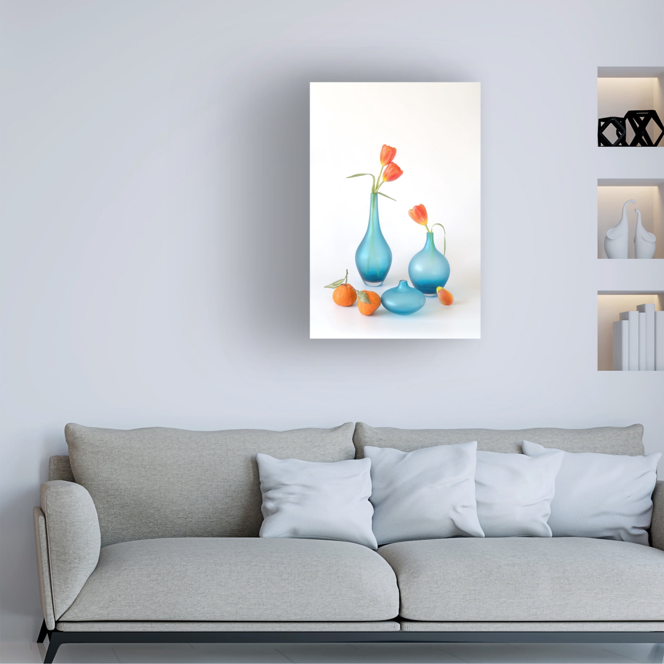 Canvas Wall Art - Lydia Jacobs 'Orange And Blue Delight' Wall Art for Living Room, Bedroom, or Office Décor by Trademark Fine Art - 16 x 24 Inches