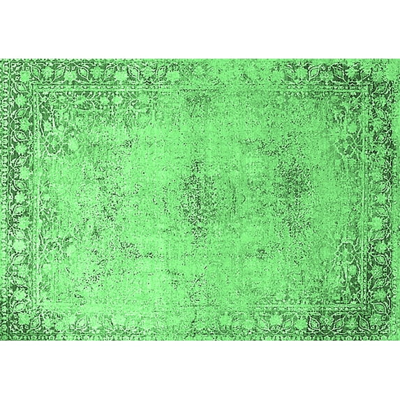 Ahgly Company Indoor Rectangle Oriental Emerald Green Industrial Area Rugs, 2' x 3'