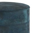 thumbnail image 5 of Simpli Home Connor Round Pouf in Distressed Teal Blue Genuine Leather, 5 of 10