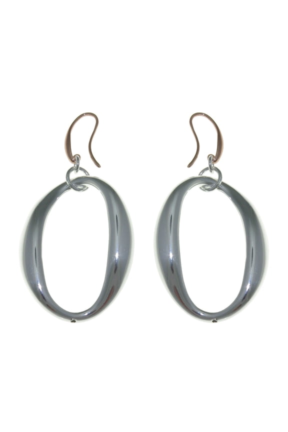 Womens Ladies Fashion Accessories Jewelry Fine Silver 18K Rose Gold Electro Plated Oval Electroform Drop Dangle Earrings Made in Italy