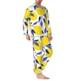 thumbnail image 2 of Fotbe Tropical Lemon Pijama de Hombre con Estampado de Manga Larga, Conjunto de 2 Piezas, Ropa de Dormir Suave y Cómoda con Bolsillos-Large, 2 of 7