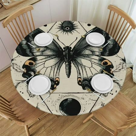 

BCIIG Butterfly Round Table Cover Stain Resistant Washable Indoor Outdoor Tablecloth for Kitchen Dining Wedding Parties 100％ Polyester Fiber 31 -35