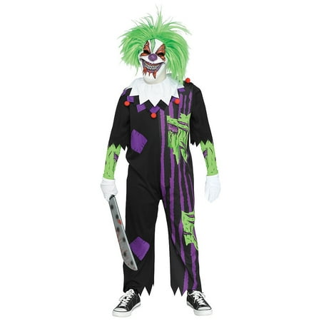 Boys Demented Clown Costume Large