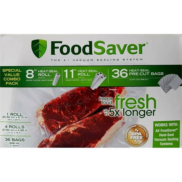 FoodSaver Special Value Combo Pack 8" & 11" Rolls + 36 PreCut Heat