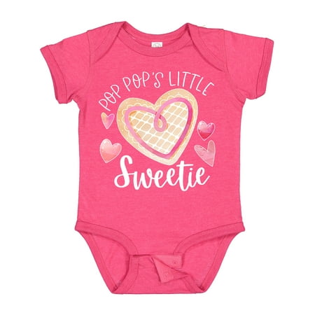 

Inktastic Pop Pop s Little Sweetie with Pink Heart Cookie Gift Baby Boy or Baby Girl Bodysuit