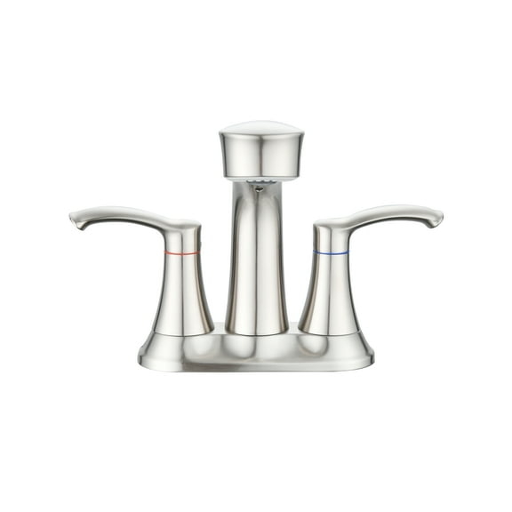 MAYEERTY 4" 2-Handle Centerset Bathroom Faucet with Pull Out Sprayer, Stainless Steel & Brass, Brushed Nickel