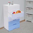 thumbnail image 5 of Plastic Drawers Dresser Storage Cabinet, 5 Drawer Stackable Vertical Clothes Storage Tower, Bedroom Tall Small Chest Closet, Organizer Unit for Hallway Entryway(Blue), 5 of 9