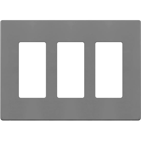 ENERLITES Elite Series Screwless Decorator Wall Plate Child Safe Outlet Cover, Gloss Finish, Size 3-Gang 4.68" H x 6.53" L, Unbreakable Polycarbonate Thermoplastic, SI8833-GY, Grey