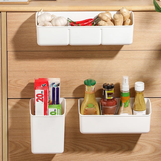 Organizador de cesta de almacenamiento colgante - Estantería de plástico montada en la pared para cocina, baño, oficina - ABS blanco