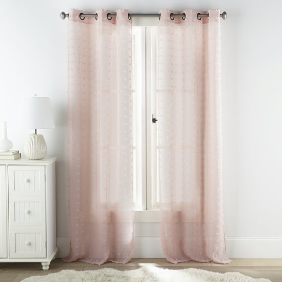 Nanshing Payton Set of 2 Grommet Sheer Curtain Panels, Pink, 37" x 84"
