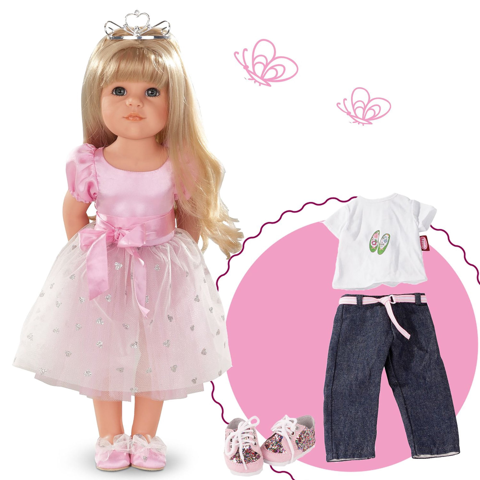 Gotz Hannah Princess 19.5" Blonde Poseable Doll with Blue Eyes and Additional Outfit
