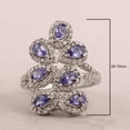 thumbnail image 3 of Mooneye 7X5 mm Pear Shape Tanzanite 925 Sterling Silver Cocktail Cluster Women Wedding Ring, 3 of 4