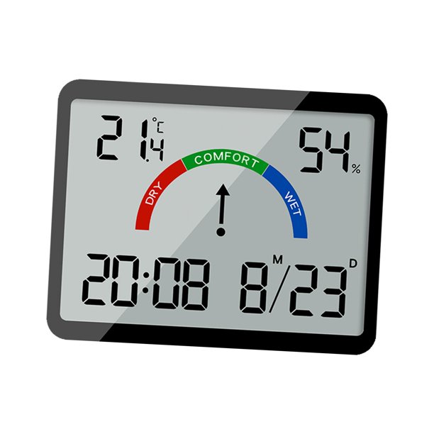 Termómetro digital de habitación con higrómetro para interiores para sala de estar de sótano de invernadero negro perfecl Termómetros de habitación