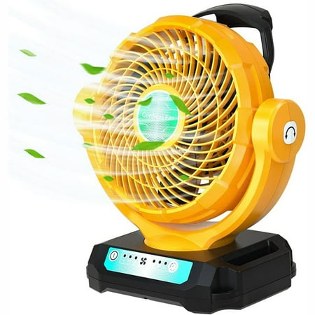 

For Dewalt 20V Fan Cordless Fan Powered By Dewalt 14.4V-20V Max Battery/Dc Cord Quiet Brushless Fan 270°Head Rotation Outdoor Jobsite Fan With 3 Speeds 4H Timer Hanging Hook
