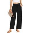 thumbnail image 3 of MLDRA Women’s Wide Leg Pants Yoga Palazzo Sweatpants Lounge Work Pajama Pants with Drawstring Pockets Lightweight Fall Black, 3 of 5