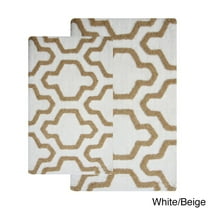 Saffron Fabs  Cotton Quatrefoil Bath Rug (Set of 2) White/Beige 24 x 17 & 34 x 21
