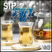 Vikko 4 Oz Turkish Tea Glasses Authentic Tulip-Shaped Turkish Tea Cups 6-Pc Kitchen Set