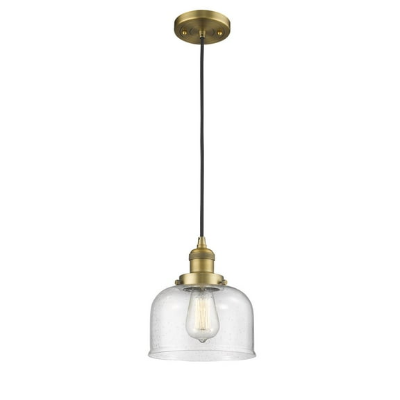Innovations 1-LT LED Large Bell 8" Mini Pendant - Brushed Brass - 201C-BB-G74-LED
