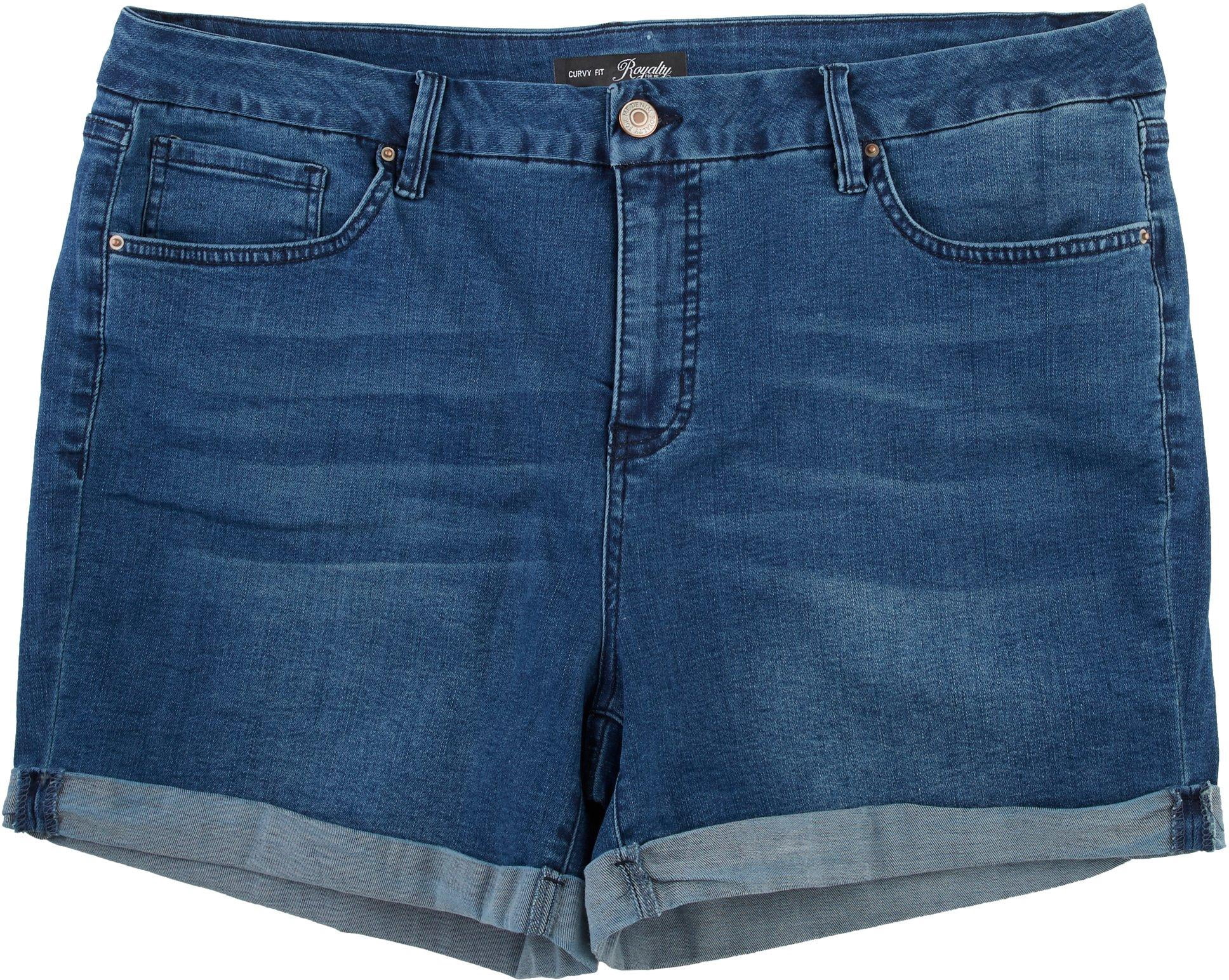 Curvy Fit Distressed Shorts 18W Denim 