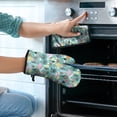 thumbnail image 2 of Colorful Mushroom Decor Teal Pattern Kitchen Oven Mitt and Pot Holder Sets 2 Pcs for Baking, Cooking and Grilling, Heat Resistant Up To 392 °F, 2 of 7
