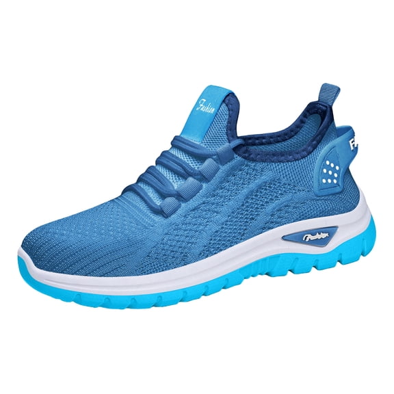 Domzle Wide Toe Box Shoes for Women 2026 Slip on Sneakers with Arch Support Extra Wide Width Comfort Walking Shoes Tennis Gym Shoes Blue 36