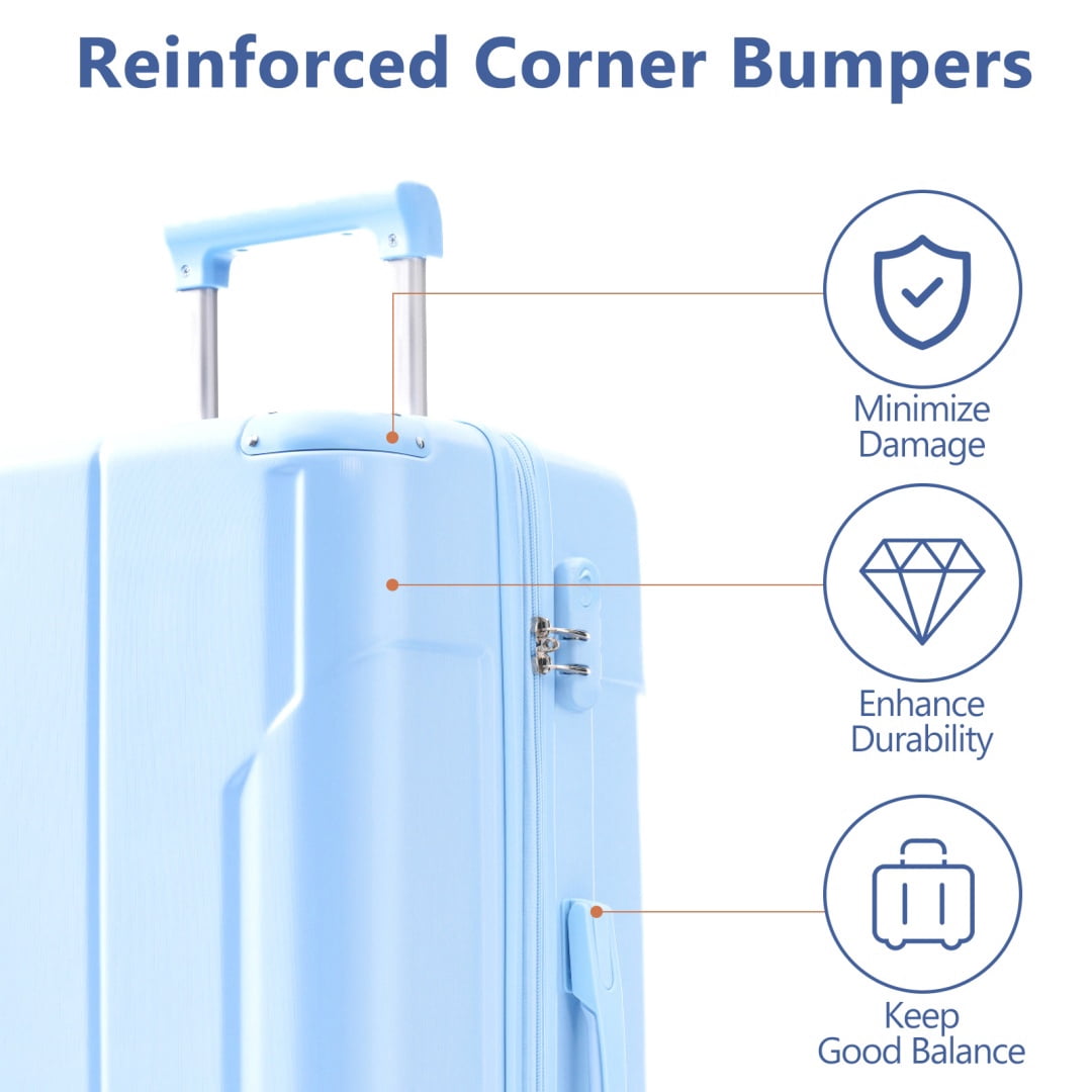 Yougu 28" Lightweight Hardshell Luggage ABS Suitcases with Double Wheels, Expandable Checked , (Sky Blue)
