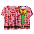 thumbnail image 4 of Xuyuer Valentine's Day Women's Tshirts Holiday Party Funny Costume 3D Print Funny Tuxedo Graphic Novelty Short Sleeve Crewneck Shirt Circus Costume Showman T-Shirts, 4 of 9