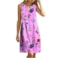 thumbnail image 2 of FcBaudy Robe Sans Manches Col Rond, Robes d'Été pour Femmes, Robes pour Femmes Col Rond Sans Manches Dégradé Teinture sur Nœuds Robe de Plage Robe pour Femmes, 2 of 9