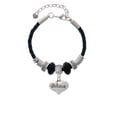 thumbnail image 2 of Delight Jewelry Silvertone Large Believe with Ribbon Heart Aunt Celtic Knot Leather Bead Bracelet, 7"+2" Extender, 2 of 4