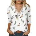 thumbnail image 1 of HKEJIAOI Haut Manches 3/4 pour Femmes Imprimé Floral Col Rond XXL Manches Trois-Quarts Femme Haut, 1 of 5