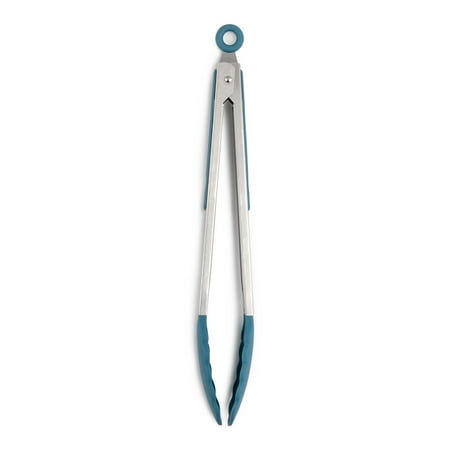 Thyme & Table Food Safe Heat Resistant Silicone Tongs, Blue