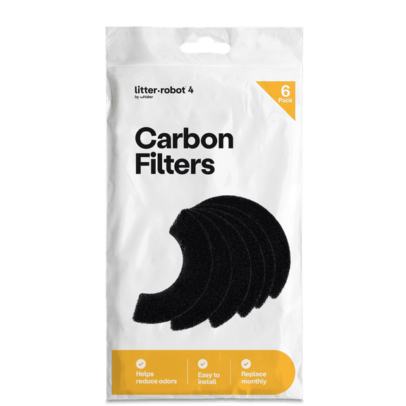 Litter-Robot 4 Carbon Filters by Whisker, 6 Pack, Custom Fit Carbon Filter Pads for Litter-Robot 4
