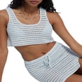 thumbnail image 3 of Women‘s Beachwear Set  Crochet Hollow Out Tank Tops + Skirt Set, 3 of 6