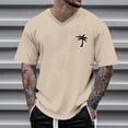 thumbnail image 2 of JAJAHO Mens Hawaiian T Shirt Summer Beach Vacation Clothes V Neck Coconut Tree Print Short Sleeve Graphic Tees Comfy Tops, 2 of 4