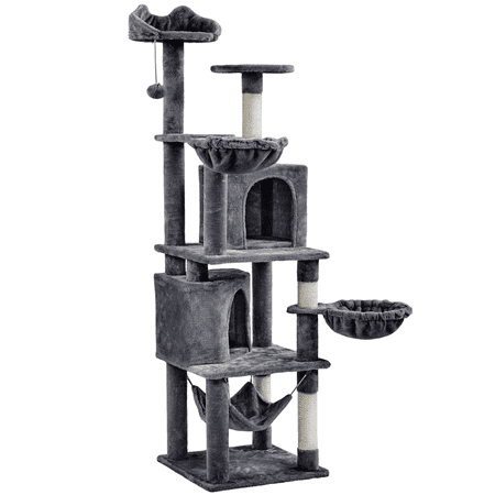 Easyfashion 69-inch Multilevel Cat Tree for Cats Kittens  Dark Gray