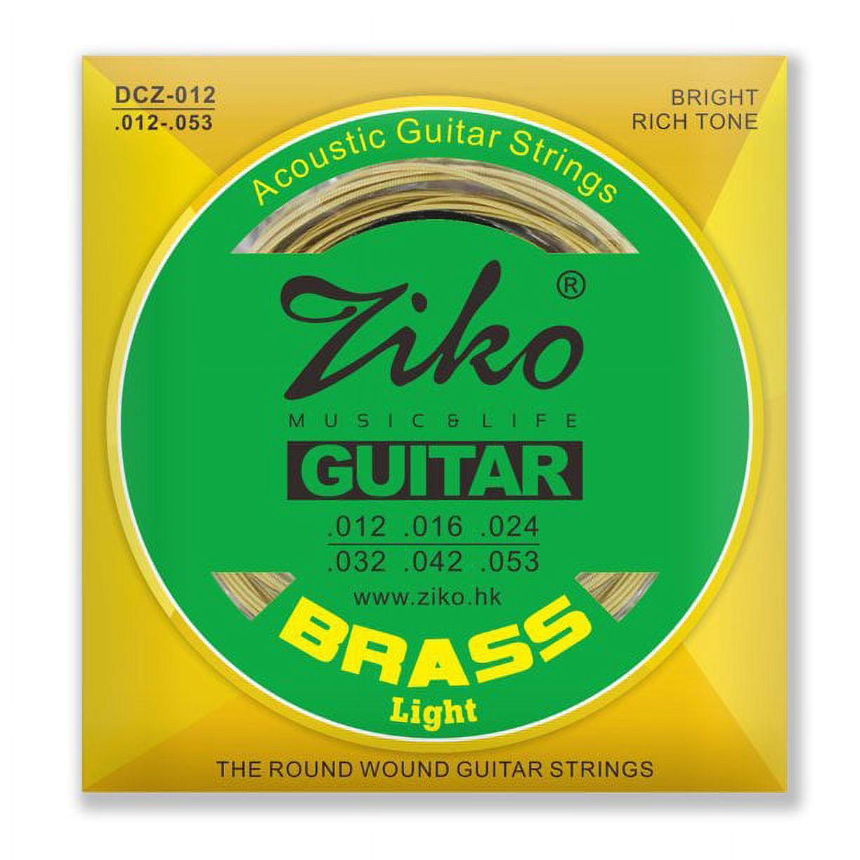 Ziko Acoustic Guitar Strings 12-53 Hex High Carbon Steel and Brass 9 Pack Set