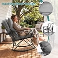 thumbnail image 3 of MOALCOFER 3 Pieces Bistro Set, Patio Rocking Chairs with Gray Cushions & Glass-Top Table for Garden, Pool, Backyard, 3 of 6